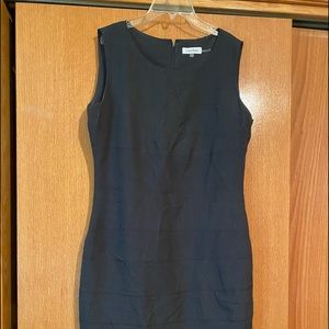 Calvin Klein dark gray sheath dress with asymmetric design sewn into front
